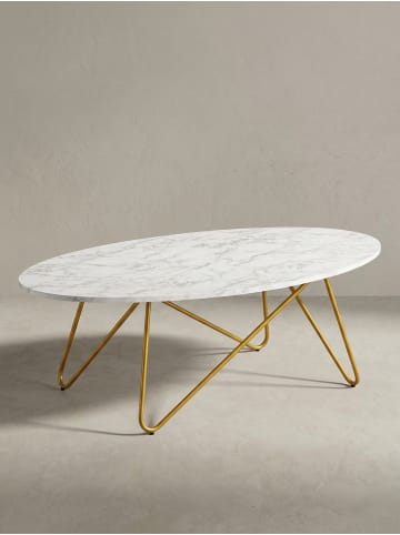 KADIMA DESIGN Couchtisch 120x40x60 cm mit Marmor Optik , Wohnzimmertisch mit