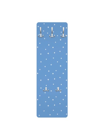WALLART Garderobe - Gezeichnete Weiße Kreuze auf Blau in Blau