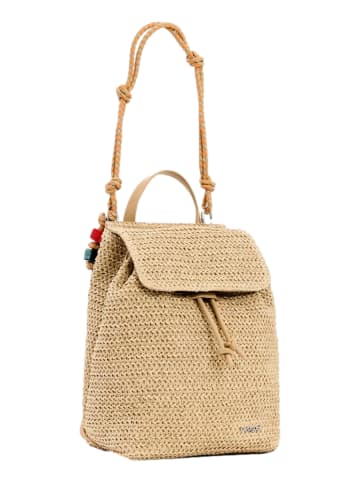 Desigual Rucksack 'Half Logo Raffia' in blau