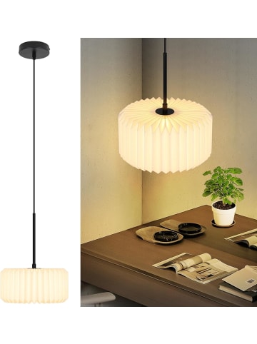 ZMH Pendelleuchte 1-flammige G9 in Weiß Vintage Papier Lampenschirm H 120cm