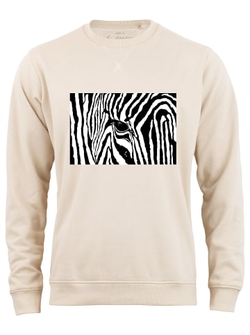 Cotton Prime® Sweatshirt Black & White Zebra Eye in Beige