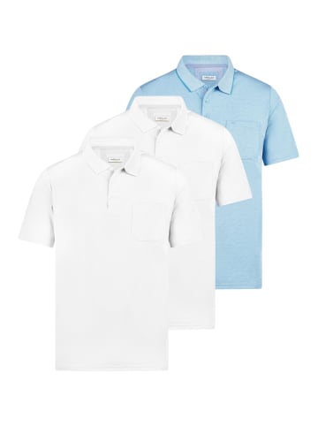 Redmond Poloshirt Basic in Weiß / hellblau