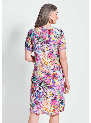 GOLDNER Kleid Blumiges Sommerkleid mit Knopfleiste in pink / gemustert
