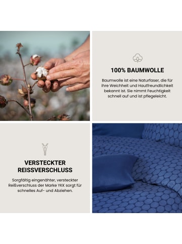 Schiesser Feinbiber-Bettwäscheset Drops in Dunkelblau