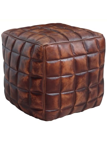 KADIMA DESIGN Sitzwürfel Echtleder braun 39 x 41 x 39 cm Ottomane Wohnzimmer,