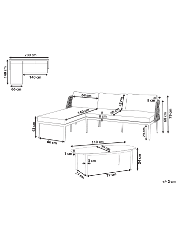 Beliani 2-tlg Sitzgruppe LEFFE in Beige