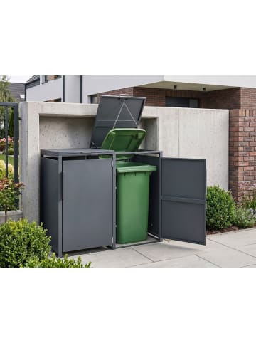 Beliani Mülltonnenbox PIACENZA in Grau - (W) 134 x (H) 116 x (L) 80 cm