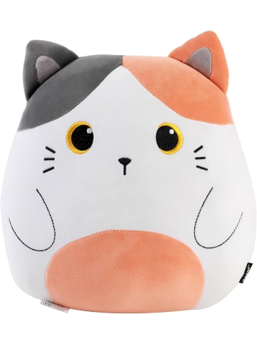 i-Total Dekokissen für Kinder/Wohnzimmer, Flauschiges Stoffkissen in Form Katze