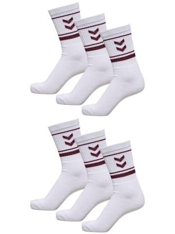 Hummel 6-er Set Sport Freizeit Basic Socken mit Logo in Weiß-Rot