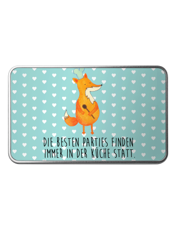 Mr. & Mrs. Panda Kaffeedose Fuchs Koch mit Spruch in Türkis Pastell