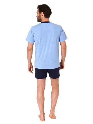 NORMANN Casual Shorty Pyjma kurzen Shorts und Rundhals - 74035 in blau