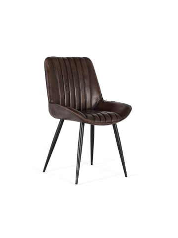 Giner y Colomer Stuhl aus naturbelassenem dunkelbraunem Naturleder in Gray