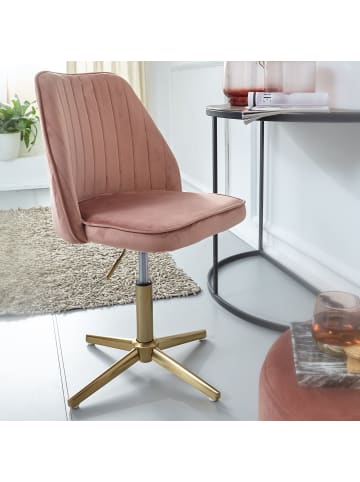 KADIMA DESIGN Samt Drehstuhl, höhenverstellbar, 360° drehbar, 120 kg Belastung in Rosa