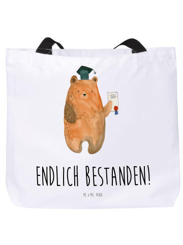 Mr. & Mrs. Panda Strandtasche Bär Prüfung mit Spruch in Weiß
