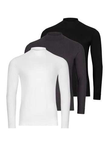 Ragman Langarmshirt Basic in Weiß / schwarz / dunkelgrau