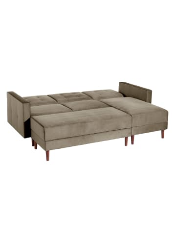 58 aufm Kessel FUNKTIONSSOFA mit Hocker Katunia Samtvelours sahara