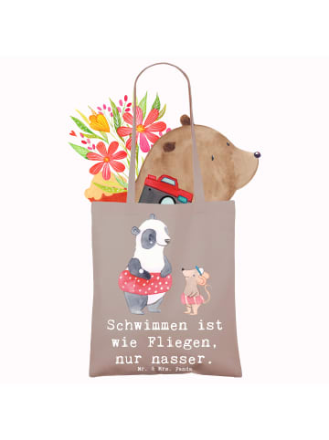 Mr. & Mrs. Panda Stoffbeutel Schwimmen wie Fliegen mit Spruch in Braun Pastell