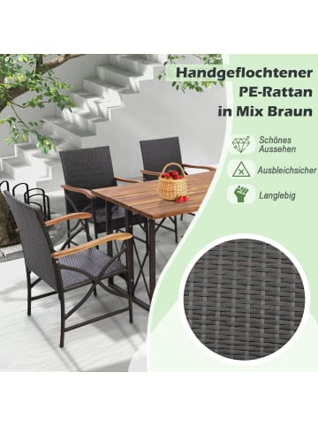 COSTWAY Gartenstuhl 2er Set in Braun