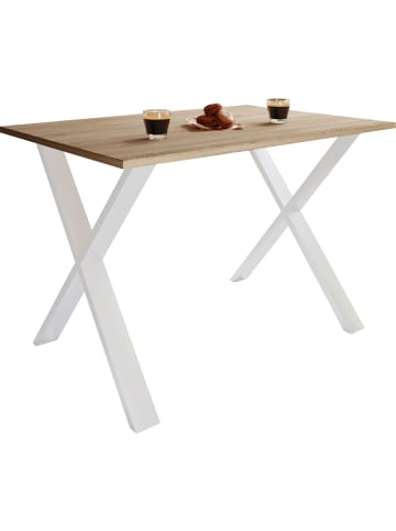 VCM  Premium Holz Esstisch Tisch Xona X Weiß in Sonoma-Eiche