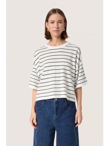 Soaked in Luxury Strickpullover SLSpina Baggy fit in White w Grape Leaf Stripe