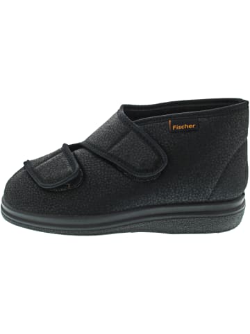Fischer Markenschuhe Klett-Hausstiefel Hausschuh Schwarz