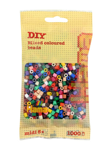 Hama Beutel mit 1000 Midi-Bügelperlen Vollton Mix 67 - 22 Farben - ab 5 Jahren