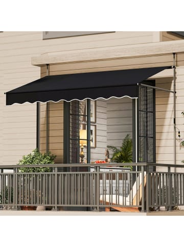 COSTWAY Klemmmarkise ohne Bohren 250 cm in Schwarz