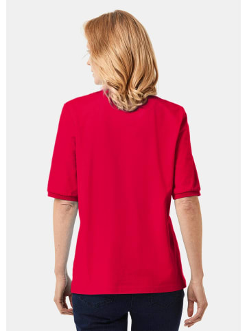 GOLDNER Baumwollshirt mit Glitzerstickerei in mohnrot