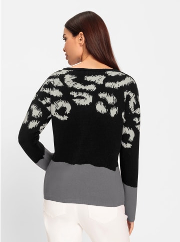 Heine Jacquard-Pullover in grau-schwarz-gemustert