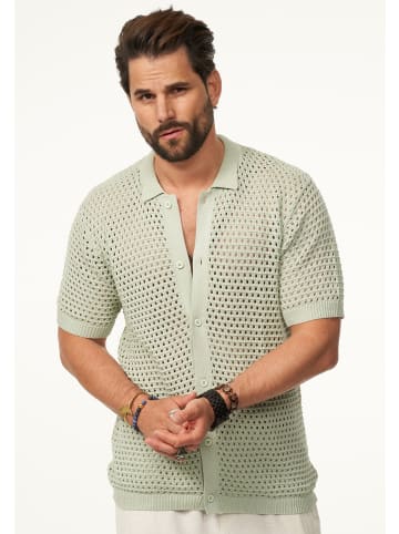 SOULSTAR Poloshirt - im Crochet Vintage Summer-Look in Sage