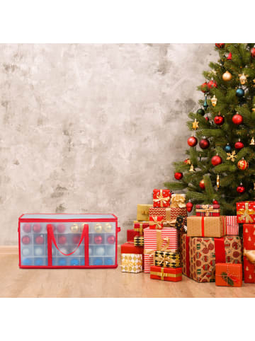 relaxdays Christbaumkugel Tasche in Transparent/ Rot - (B)30 x (H)31 x (T)60 cm