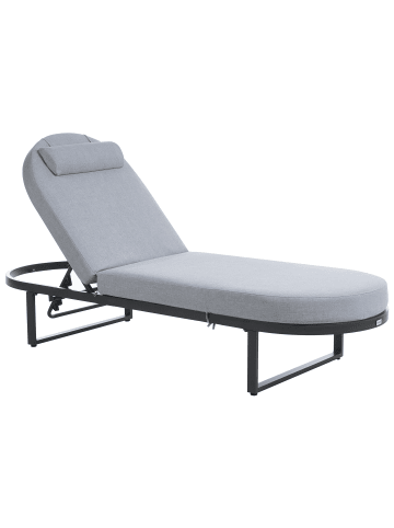 Beliani Gartenliege RONCOLO in Grau/Schwarz - (W) 128 x (H) 40 x (L) 70 cm