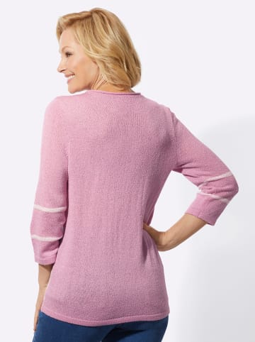 WITT WEIDEN Rundhals-Pullover in rosé-ecru-gemustert