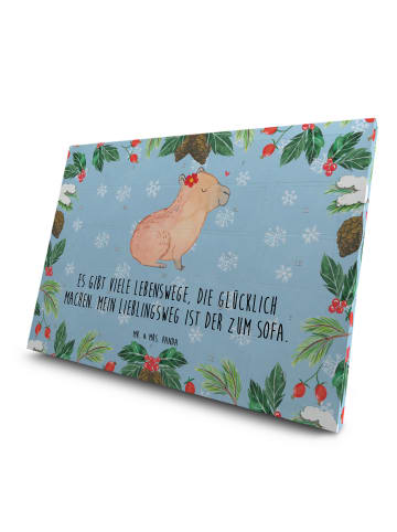 Mr. & Mrs. Panda Tee Adventskalender Capybara Blume mit Spruch in Eisblau