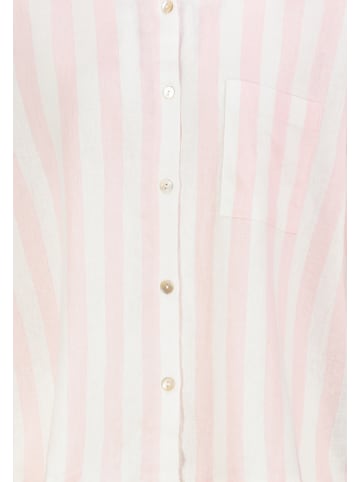 Eight2Nine Kurzarm Bluse Knopfleiste Rundhalsausschnitt in Rosa