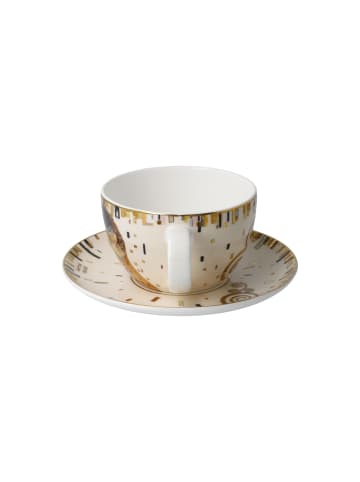 Goebel Tee-/ Cappuccinotasse " Gustav Klimt Der Kuss " in Beige Gold