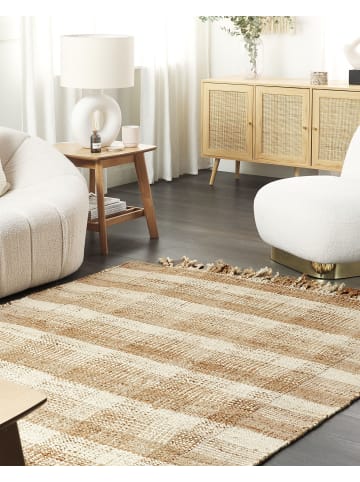 Beliani Geflochtener Teppich BERISSA in Beige - (W) 140 x (H) 1.5 x (L) 200 cm