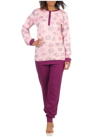 NORMANN r interlock Pyjama lang Bündchen - 58245 in rosa