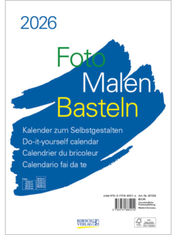 Korsch Kalender - Foto-Malen-Basteln Bastelkalender A4 weiß 2026