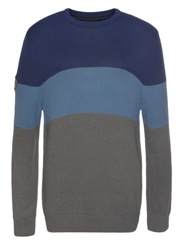 Man's World Rundhalspullover in blau-hellblau-grau