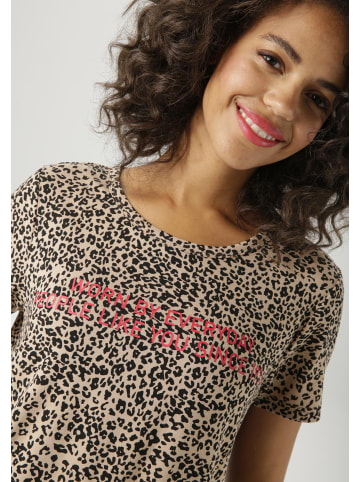 Aniston CASUAL T-Shirt in beige-schwarz-rot