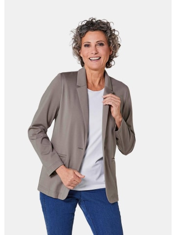 GOLDNER Kurzgröße:  Damenblazer mit Reverskragen und Paspeltaschen in taupe