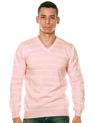 FIOCEO Pullover in rosa/weiss