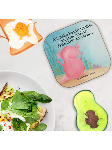 Mr. & Mrs. Panda Glasuntersetzer Axolotl Hurra Design mit Spruch in Weiß