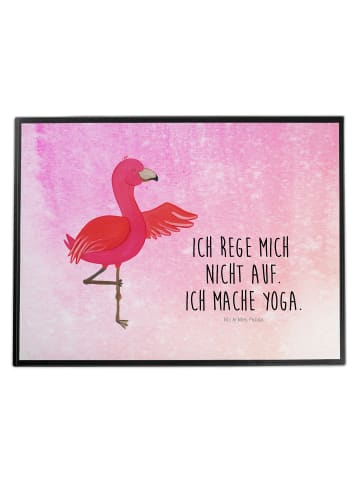 Mr. & Mrs. Panda Tischpad Flamingo Yoga mit Spruch in Aquarell Pink