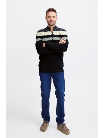 FQ1924 Strickjacke FQKyle stripe halfzip rib- knit in Dunkelblau