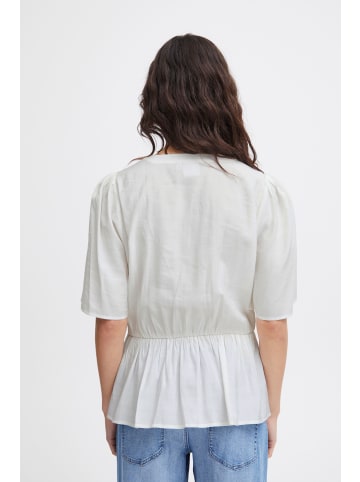 ICHI Kurzarmbluse IHCINOMA SS 20120726 sommerliche Bluse mit Volants in Weiß