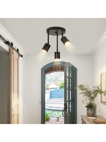 ZMH Deckenleuchte in schwarz 3-flammige GU10 350° schwenkbar rund Deckenspot L 21cm