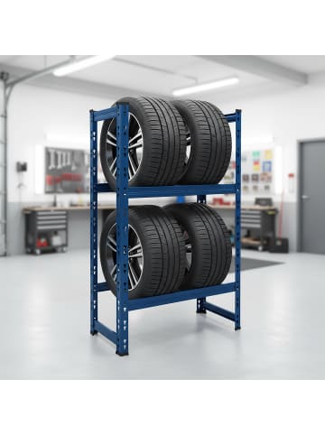 relaxdays Reifenregal in Blau - (B)60 x (H)100 x (T)35 cm