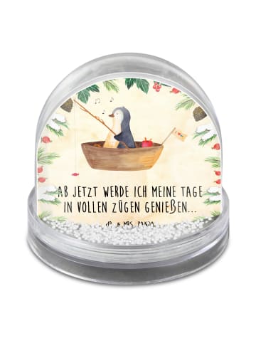 Mr. & Mrs. Panda Schneekugel Weihnachten Pinguin Angelboot mit S... in Naturpapier